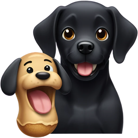 peanut with a smiling face next to a black dog  emoji