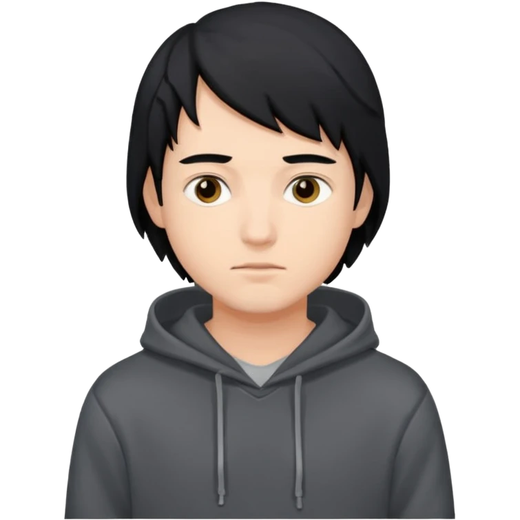 парень айтишник в капюшоне черные волосы, с темным фоном сзади в высоком качестве emoji