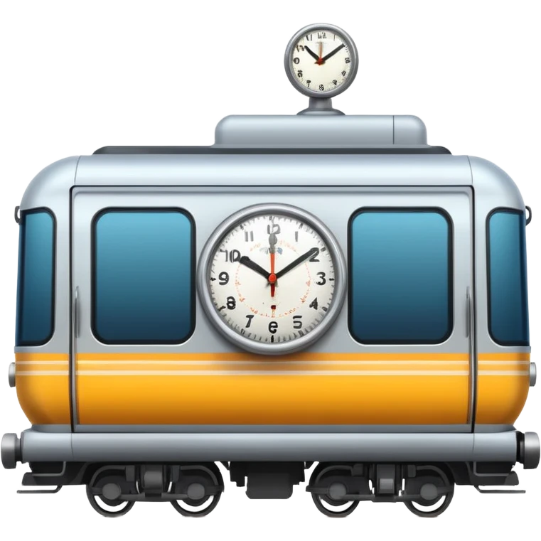 subway train with clock showing 1 minute, clean and vibrant emoji