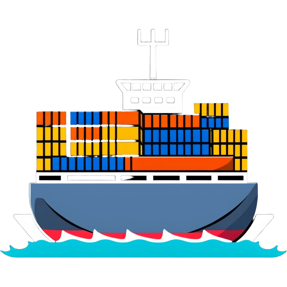 Cargo container ship in ocean emoji