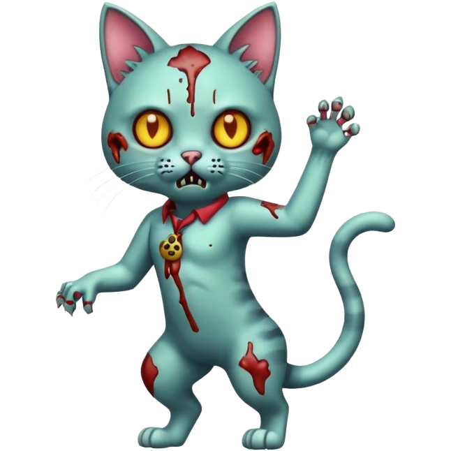 zombie cat full body with action pose emoji