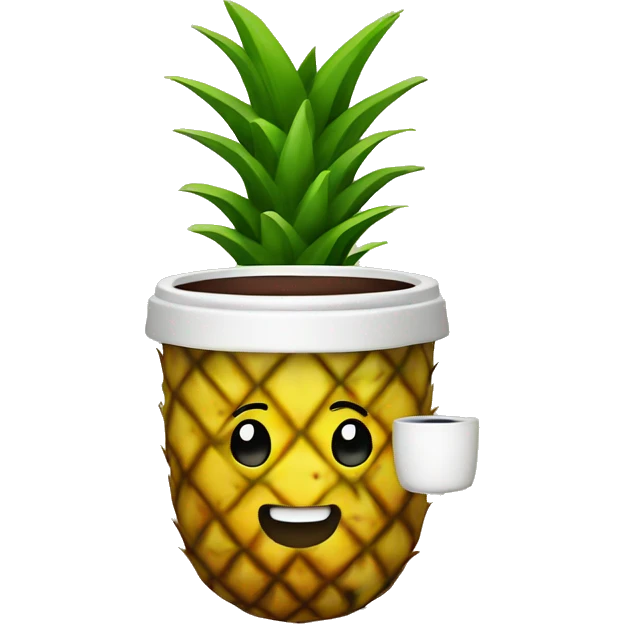 A pineapple holding a coffee in its hand emoji