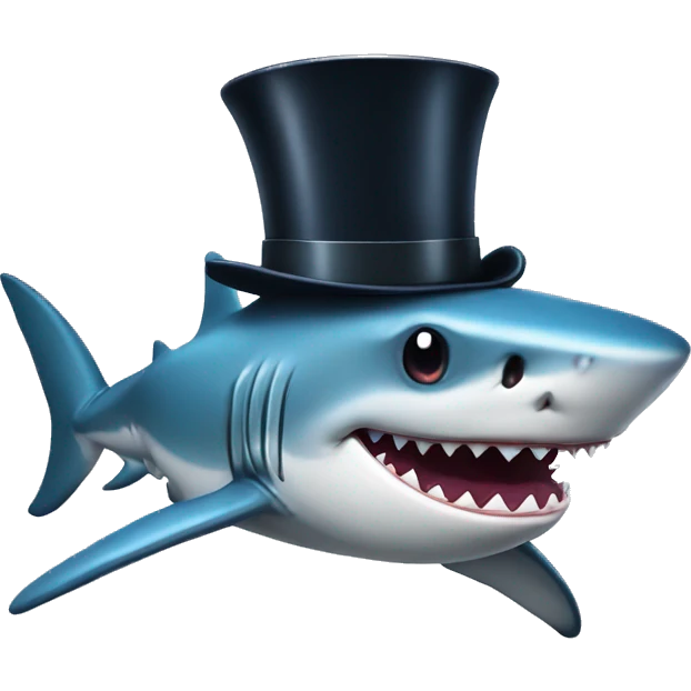 Shark with a top hat emoji