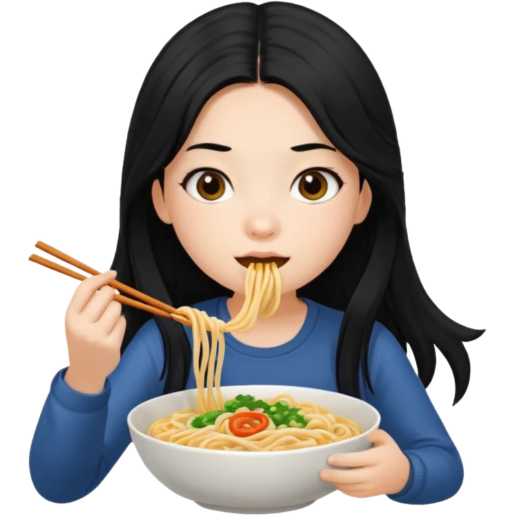 Show me a girl eating noodles  emoji
