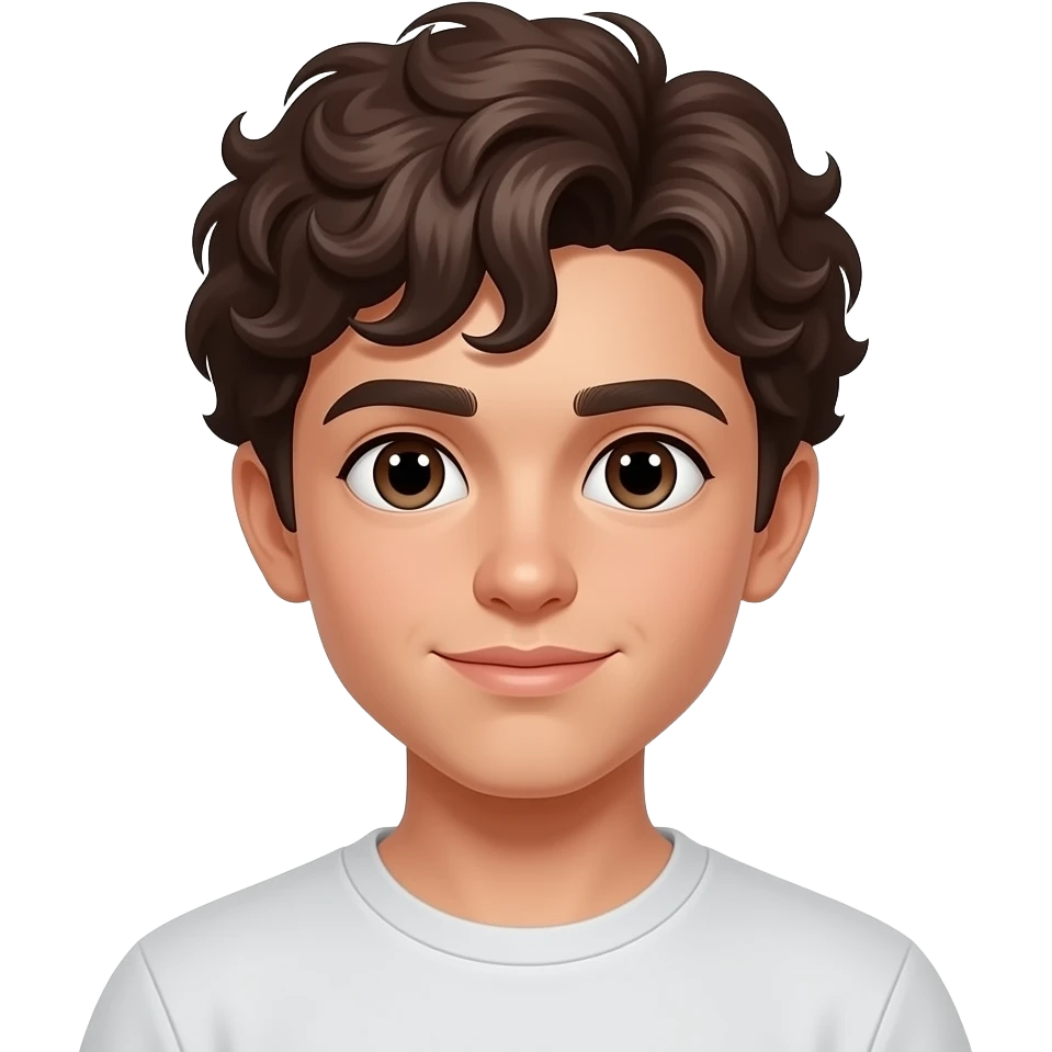 17 yaşında  koyu kumral koyu kahverengi gözlü kıvırcık kısa saçlı erkek emoji