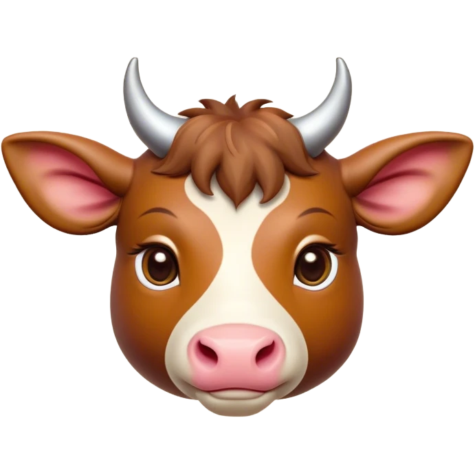 Cinematic Cute Domestic Ox Portrait Emoji, Head tilted playfully and inquisitively, with a robust, compact build and a polished hide adorned with subtle natural patterns, round, sparkling eyes full of gentle curiosity, Simplified yet irresistibly adorable features, highly detailed, glowing with a warm, friendly glow, high shine, affectionate and grounded, stylized with a touch of rustic charm, soft glowing outline, capturing the essence of a mischievous yet loving ox that feels like it could amble out of the screen into your arms! emoji