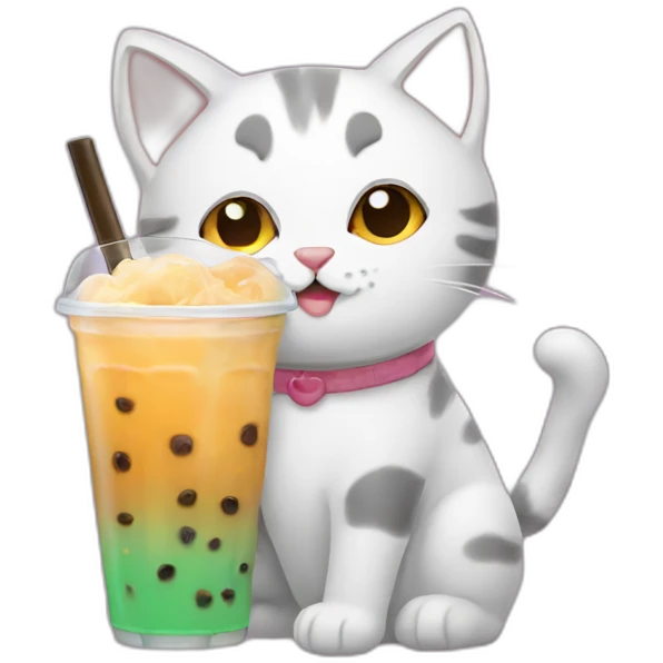 Cat drinking boba tea emoji