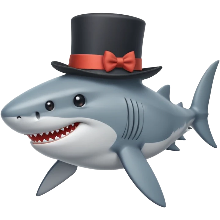Shark with a top hat emoji