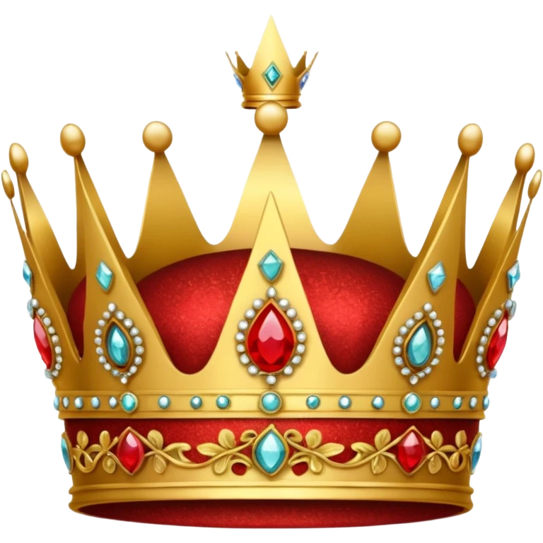 Crown glitter red and golden emoji