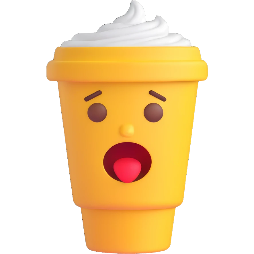 an annoying person emoji with a cup for a head, looking frustrated or upset because the cup has no coffee inside emoji