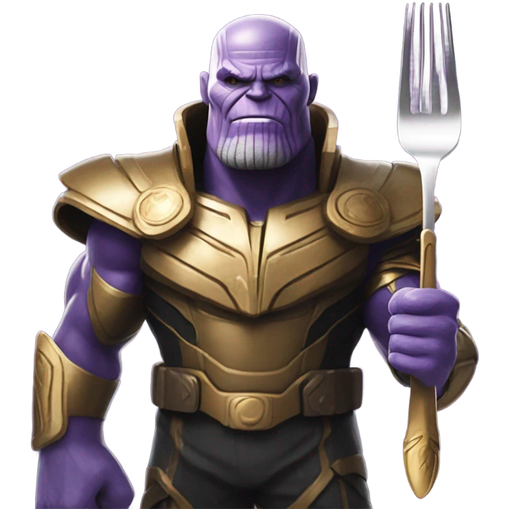 Thanos from squid game with a fork emoji