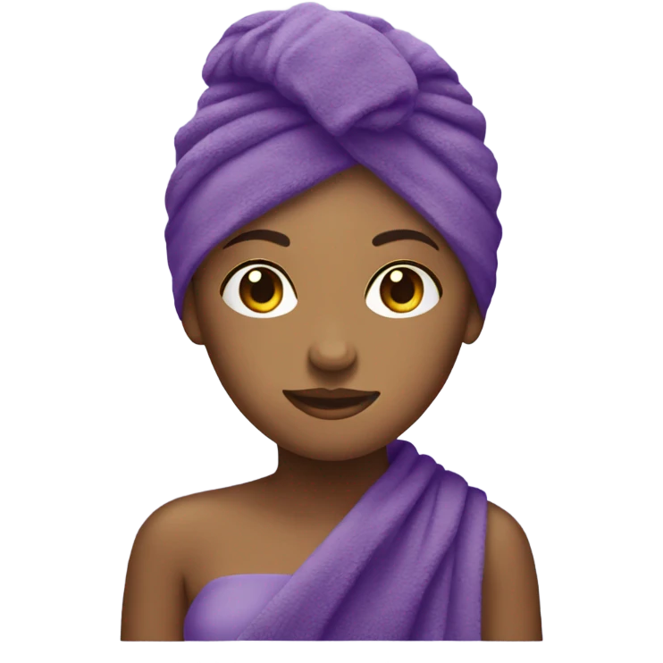 girl with a purple towel on her head emoji