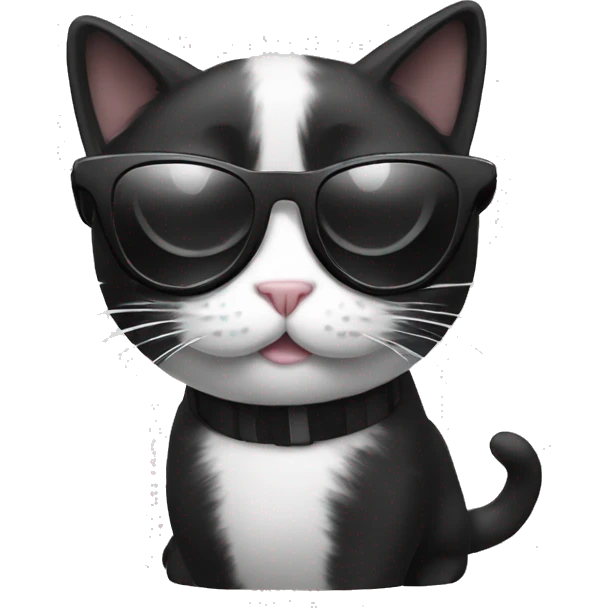 black and white cat with sunglasses  emoji