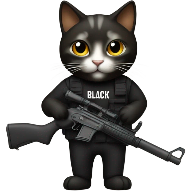 Cat with black live matter shirt and a rifle emoji