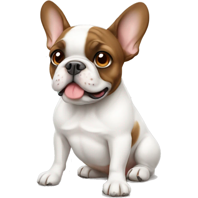 White and brown French bulldog emoji