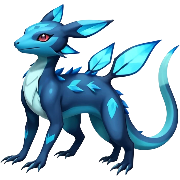 Colorful Dark Shiny Exotic Salandit-Aurorus-Glaceon-Fakémon-hybrid-creature (full body)  emoji