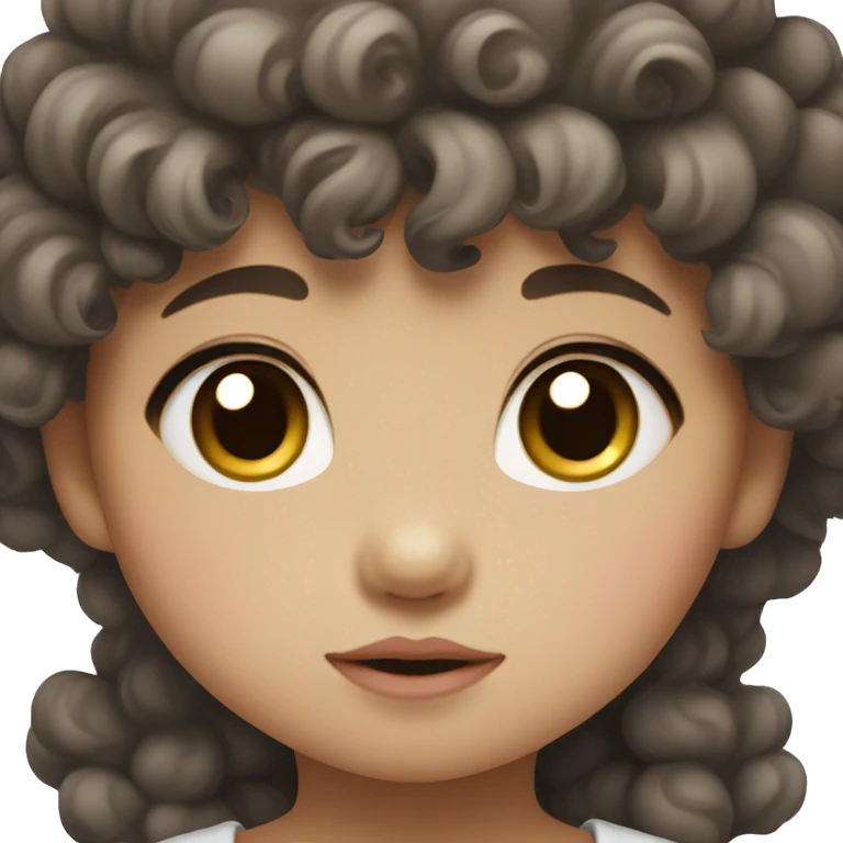 Korean cute baby girl with curly hair and black eyes  emoji