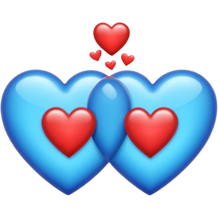 Dos coras azules pero arriba de otro pero solo 2 coras azules como este quiero pero en azul 💞 emoji
