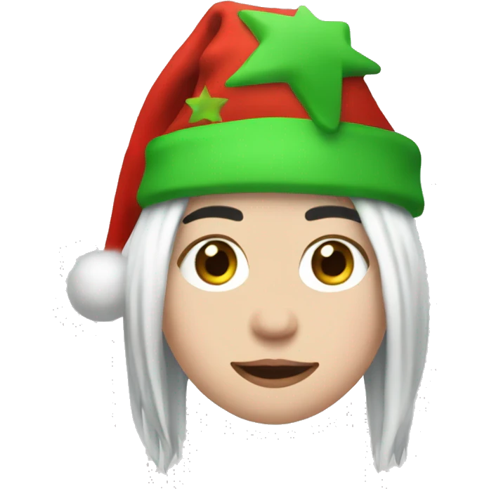 Billie Eilish with santa hat emoji