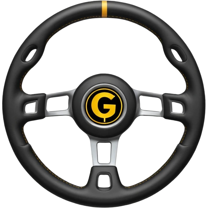 volante de racing con una g en el centro de logo emoji