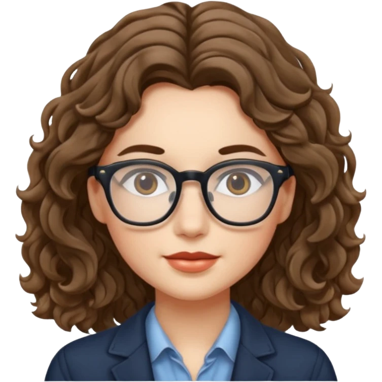une belle personne avec beaucoup de details, des lunettes, des cheveux ondulé emoji