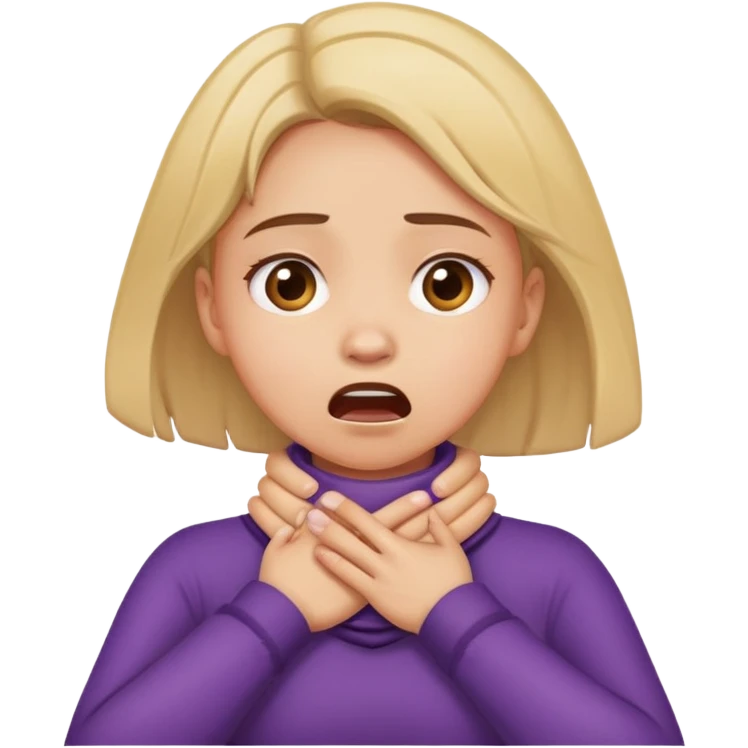 Girl with her hands over her neck in chocking emotion emoji