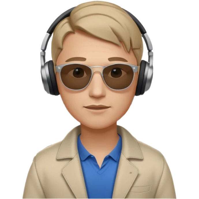 White tesla model 3 with a cool physician with dark blond hair, beats and sunglasses next to it emoji