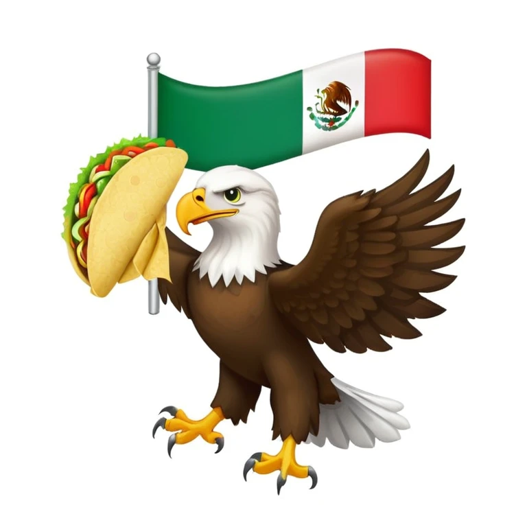 Mexican flag with eagle holding a taco instead of a snake emoji
