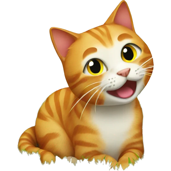 Ginger cat eating grass emoji