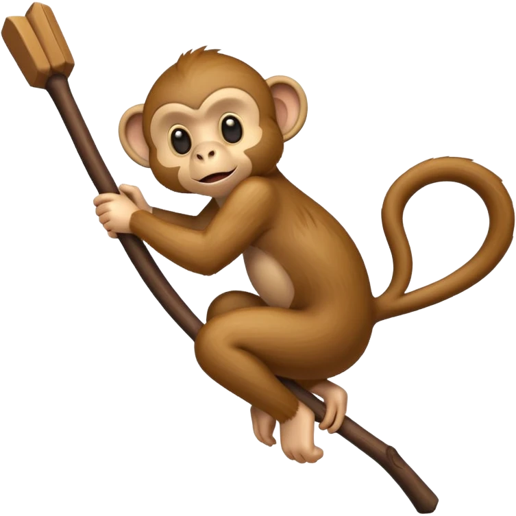 playful monkey on a diagonal stick emoji