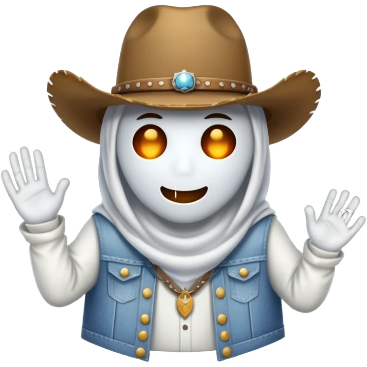  Ghost emoji that’s wearing cowboy hat and clothing emoji