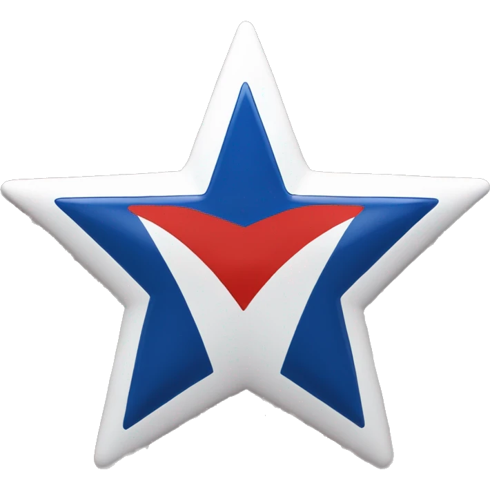 A flag that is blue on top half and red on bottom half.  A white star is in the center and white outline of a 12-star burst is on the outside of the star. emoji