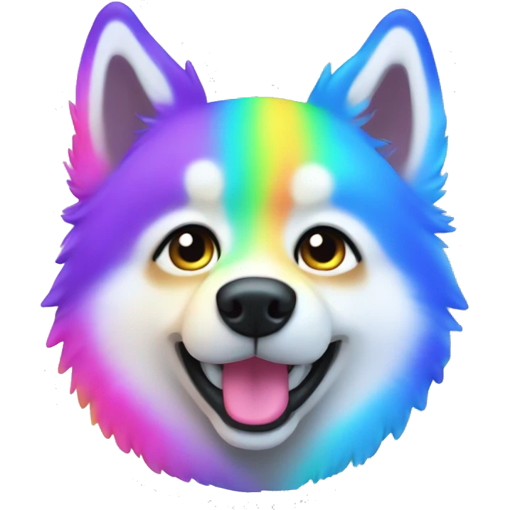 neon rainbow husky cute emoji