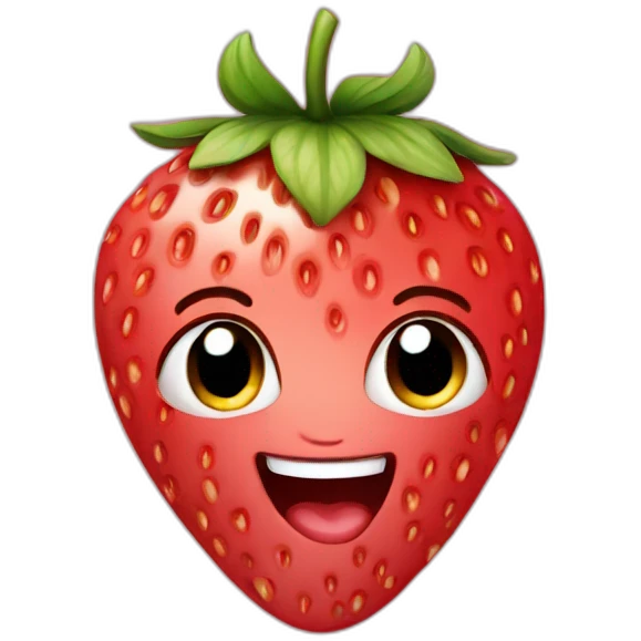 strawberry with blushing face emoji