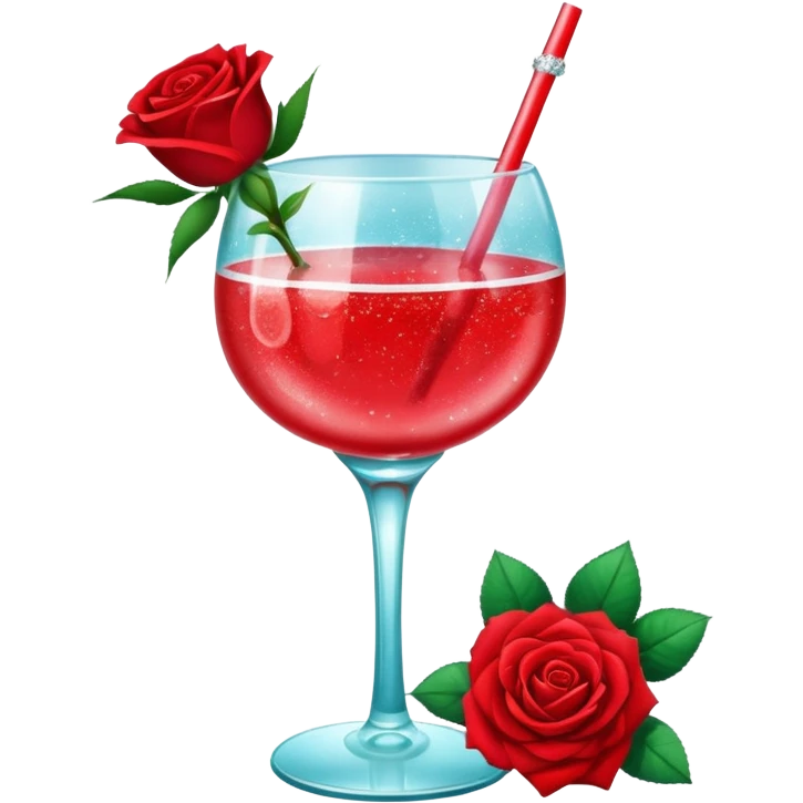 Glittery with roses red mocktail emoji