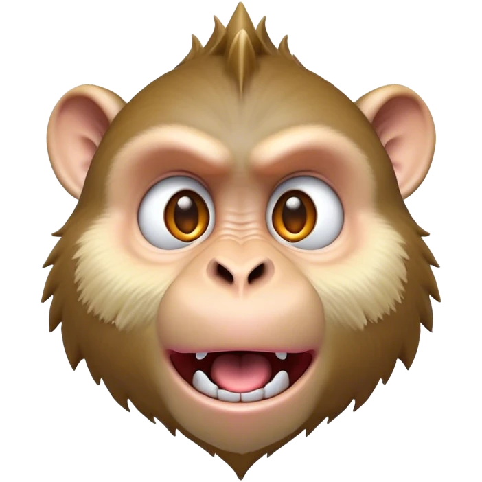 Cinematic Comical Macaque Portrait Emoji, Head tilted dramatically with an exaggerated, shocked expression and a raised eyebrow, featuring a lively, nimble build with spiky fur and wide, comically expressive eyes, Simplified yet hilariously animated features, highly detailed, glowing with a slightly sassy, vibrant glow, high shine, dramatic yet playful, stylized with an air of cheeky primate attitude, soft glowing outline, capturing the essence of a meme-worthy macaque that looks ready to deliver a playful side-eye into viral fame! emoji