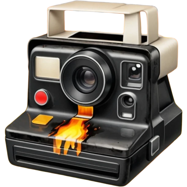 Polaroid camera printing a burnt photo. emoji
