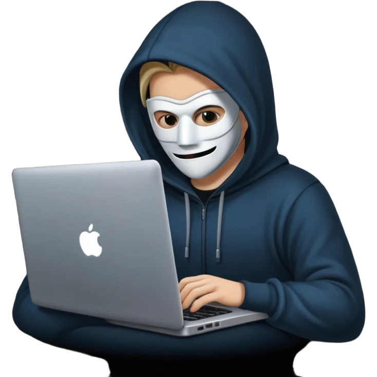 hacker with mask using laptop emoji