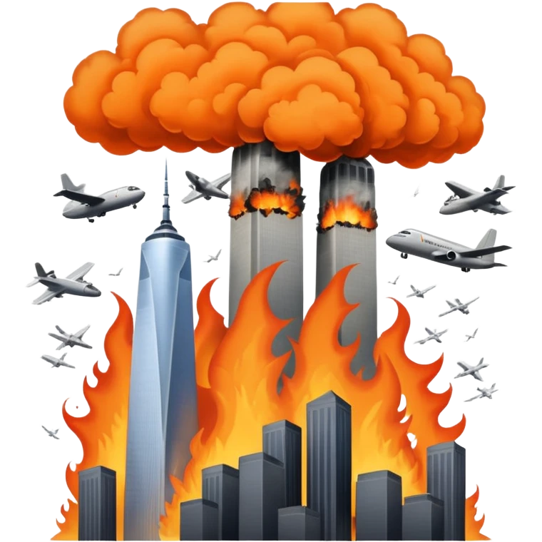 Osama bin laden crashing a plane towards the twin towers emoji
