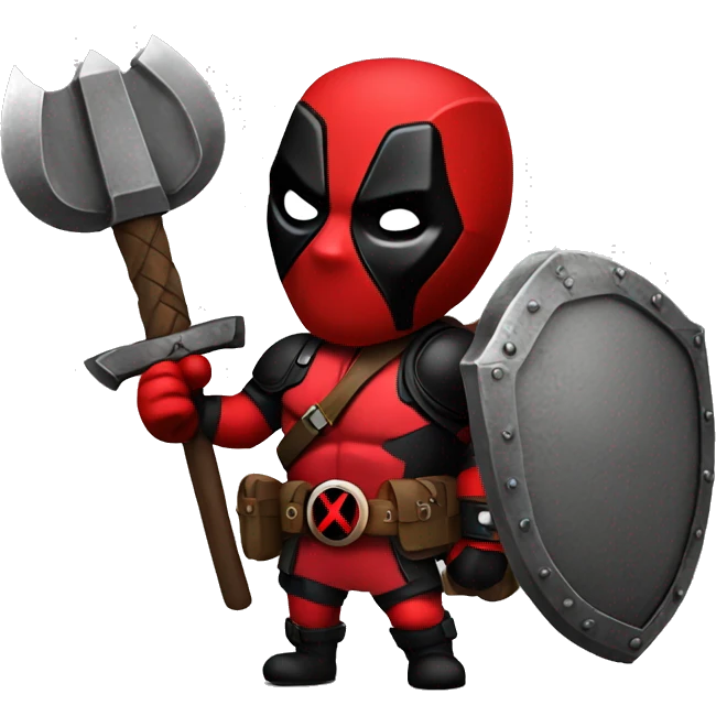 Deadpool holding Viking shield emoji