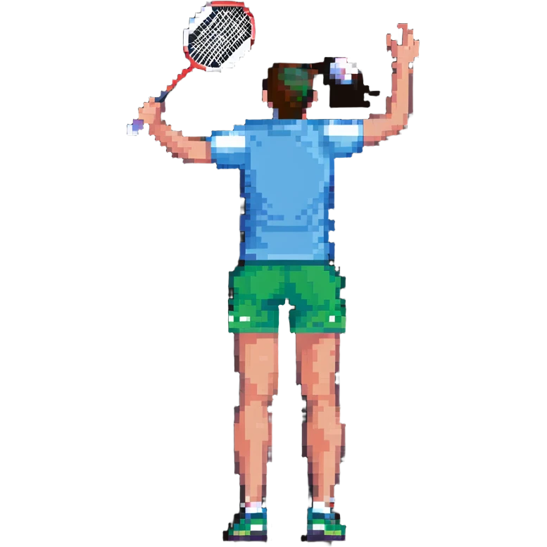 badminton player seen from back, no racket, legs semi-bent emoji