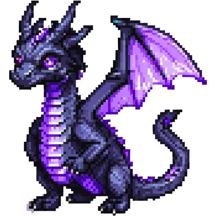pixel art Minecraft Ender Dragon, blocky, black scales, purple eyes, no text emoji