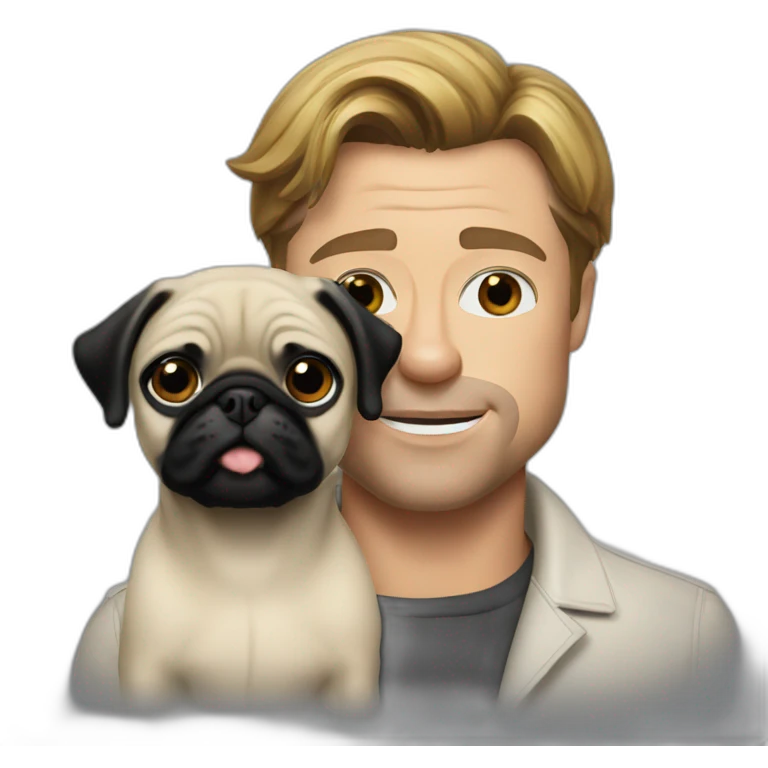 Brad pitt with a black pug emoji