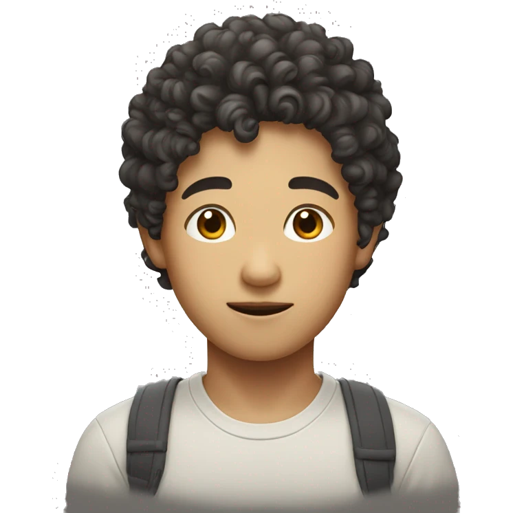 curly haired asian boy emoji