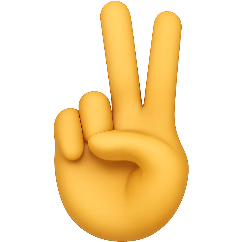 Recreate this exact hand and finger pose in normal emoji style with transparent background and white nails. Match the finger and hand position as closely as possible. Variant 4 with slight difference in nail length. emoji