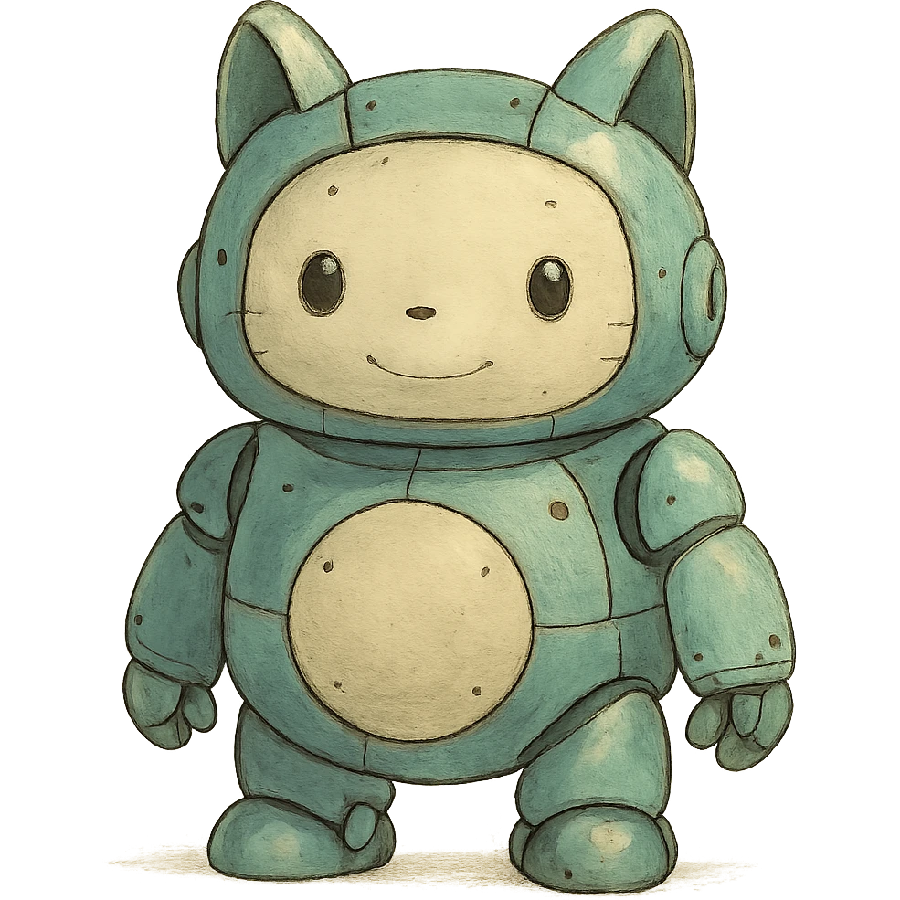 a cute animal robot, friendly and futuristic emoji