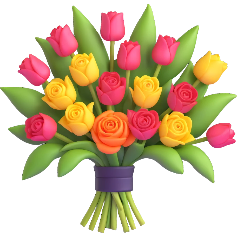 bouquet of roses and tulips emoji