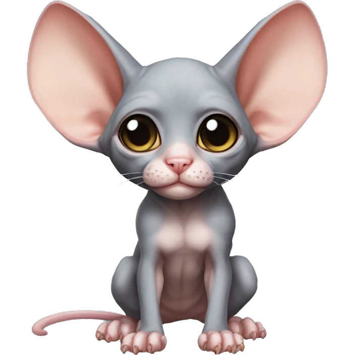 Cute Bat-Winged Sphynx-Rat-Mouse-Hybrid full body emoji