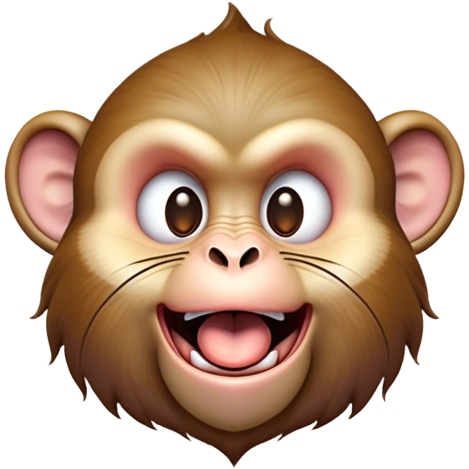 Cinematic Silly Macaque Portrait Emoji, Sporting a comically contorted face with crossed eyes and a tongue playfully sticking out, set against a backdrop of soft, detailed fur and a dynamic, agile build, Simplified yet humorously expressive features, highly detailed, glowing with a warm, jovial glow, high shine, exuberantly playful and cheeky, stylized with an air of quirky primate humor, soft glowing outline, capturing the essence of a silly macaque that appears ready to burst out of the screen with contagious laughter! emoji