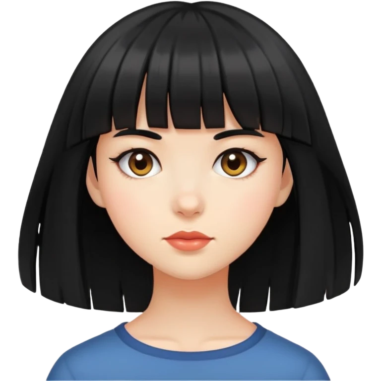 Menina de cabelo preto com franja emoji